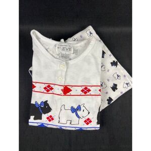 Vintage St Eve Pajama Childrens Large Unisex Cotton L  White Scottie Dog 2-Piece
